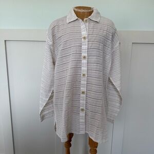 Habitat Clothes To Live In  Button Up Shirt SM Linen Blend Translucent oversized